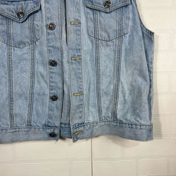 Vintage TCFS Mens Denim Trucker Vest Size Small Cotton - Picture 2 of 10